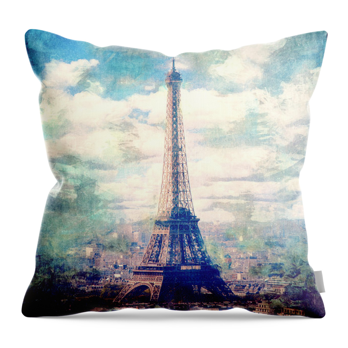 Eiffel Tower Throw Pillow featuring the digital art Eiffel Tower by Phil Perkins