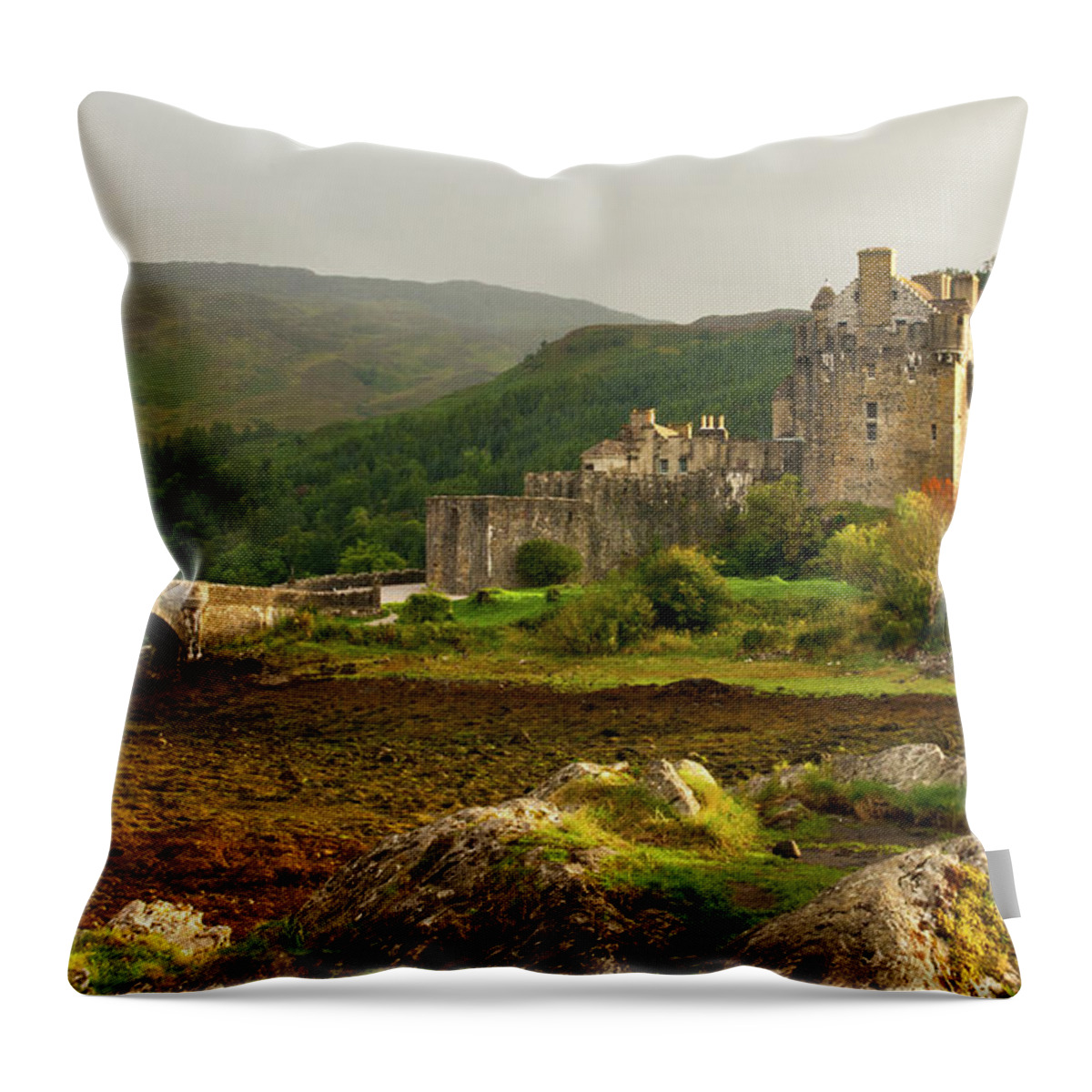 Scotland Throw Pillow featuring the photograph Eilean Donan Castle in the loch Alsh at the highlands of Scotlan by Michalakis Ppalis