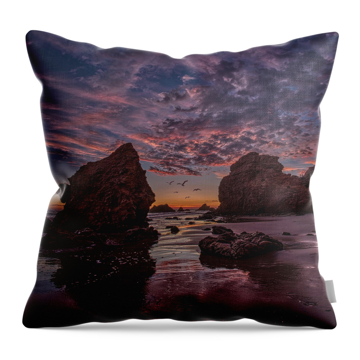 Landscape Throw Pillow featuring the photograph El Matador Sunset by Romeo Victor
