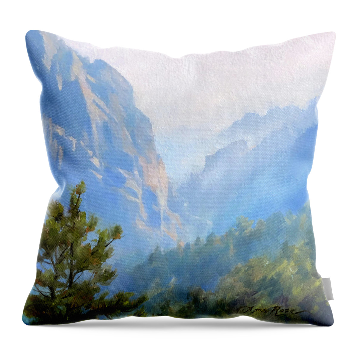 Eldorado Canyon State Park Throw Pillow featuring the painting Eldorado Canyon Haze by Anna Rose Bain
