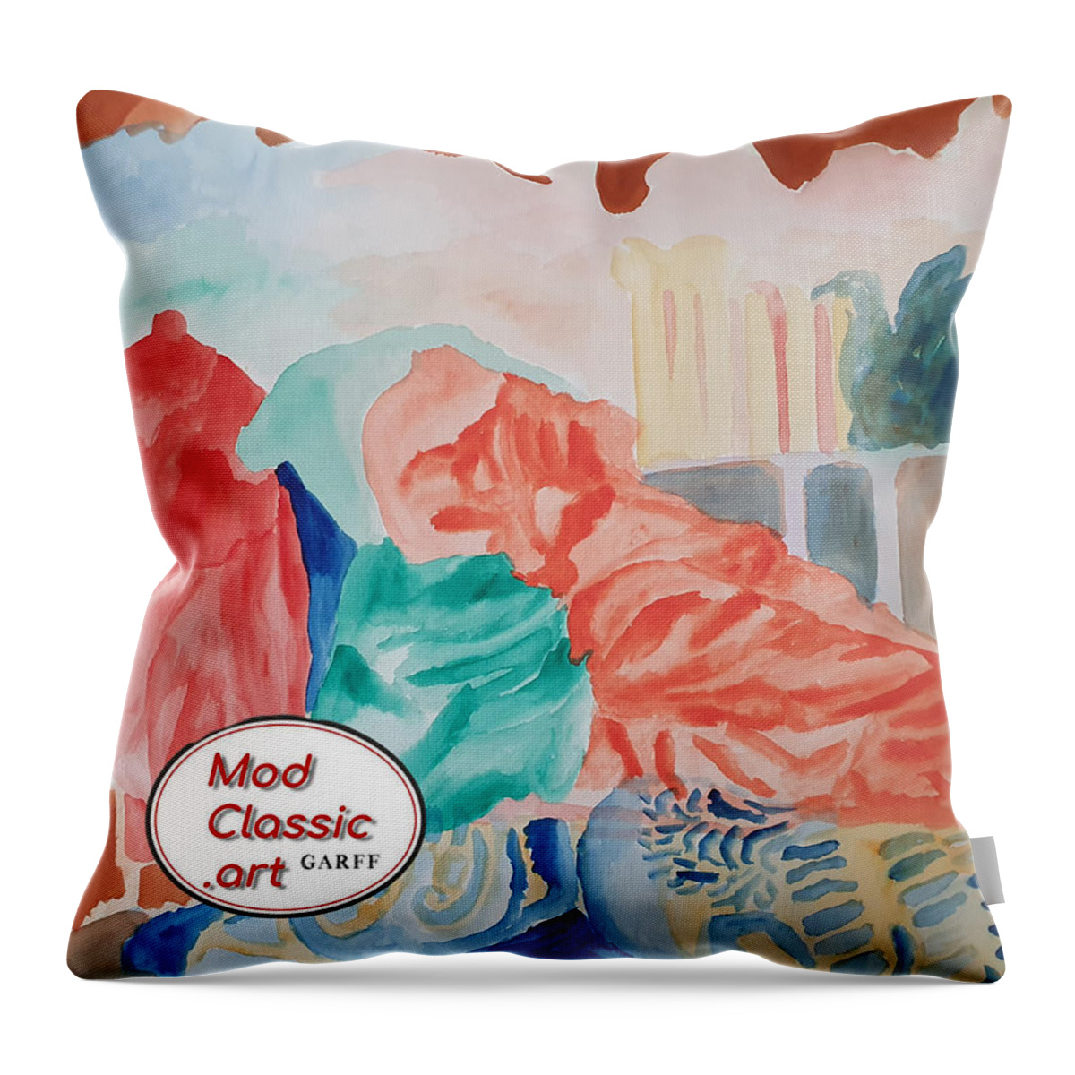 Masterpiece Paintings Throw Pillow featuring the painting Elysium ModClassic Art by Enrico Garff