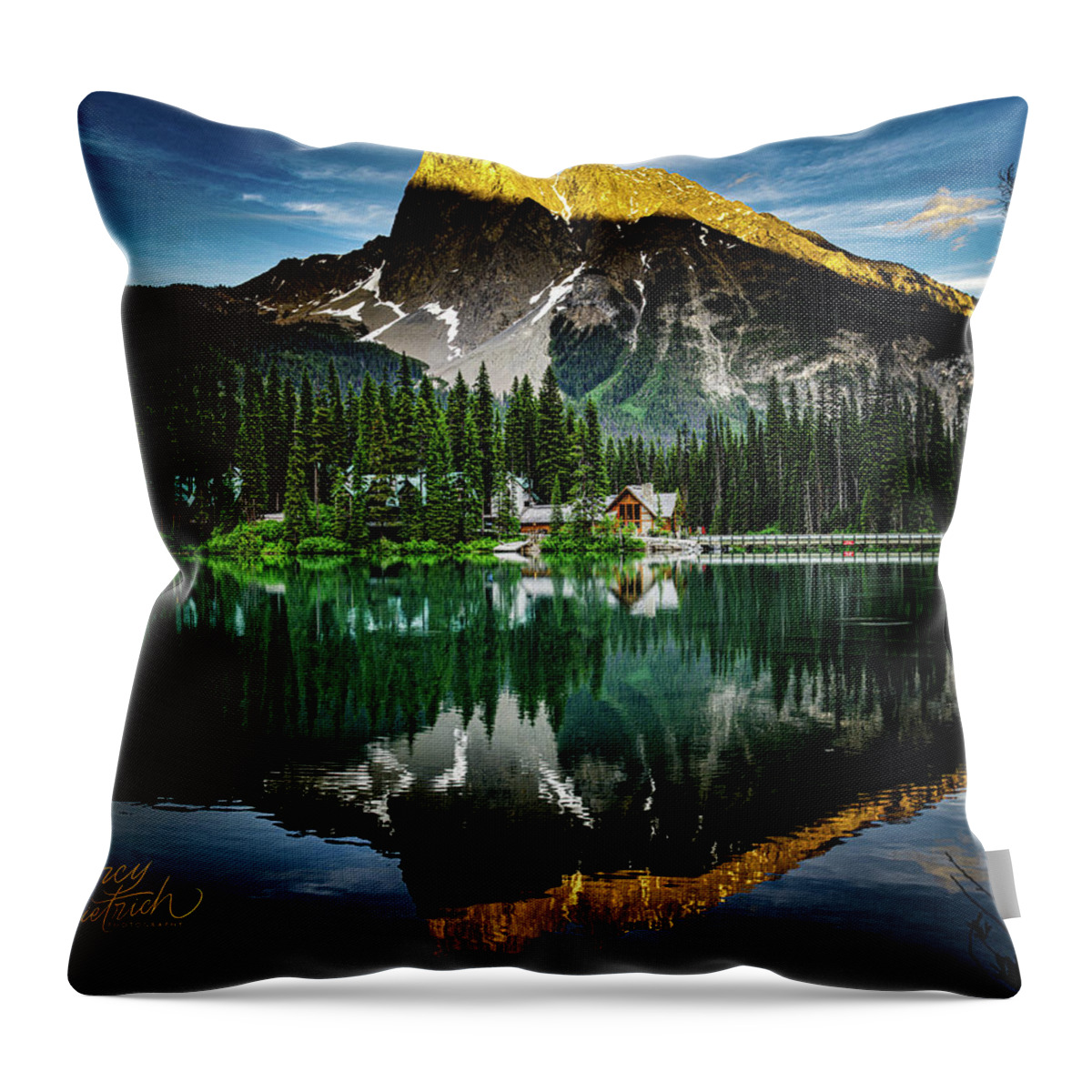 Emerald Lake Lodge  Yoho National Park B.c. Throw Pillow featuring the photograph Emerald Lake Lodge by Darcy Dietrich