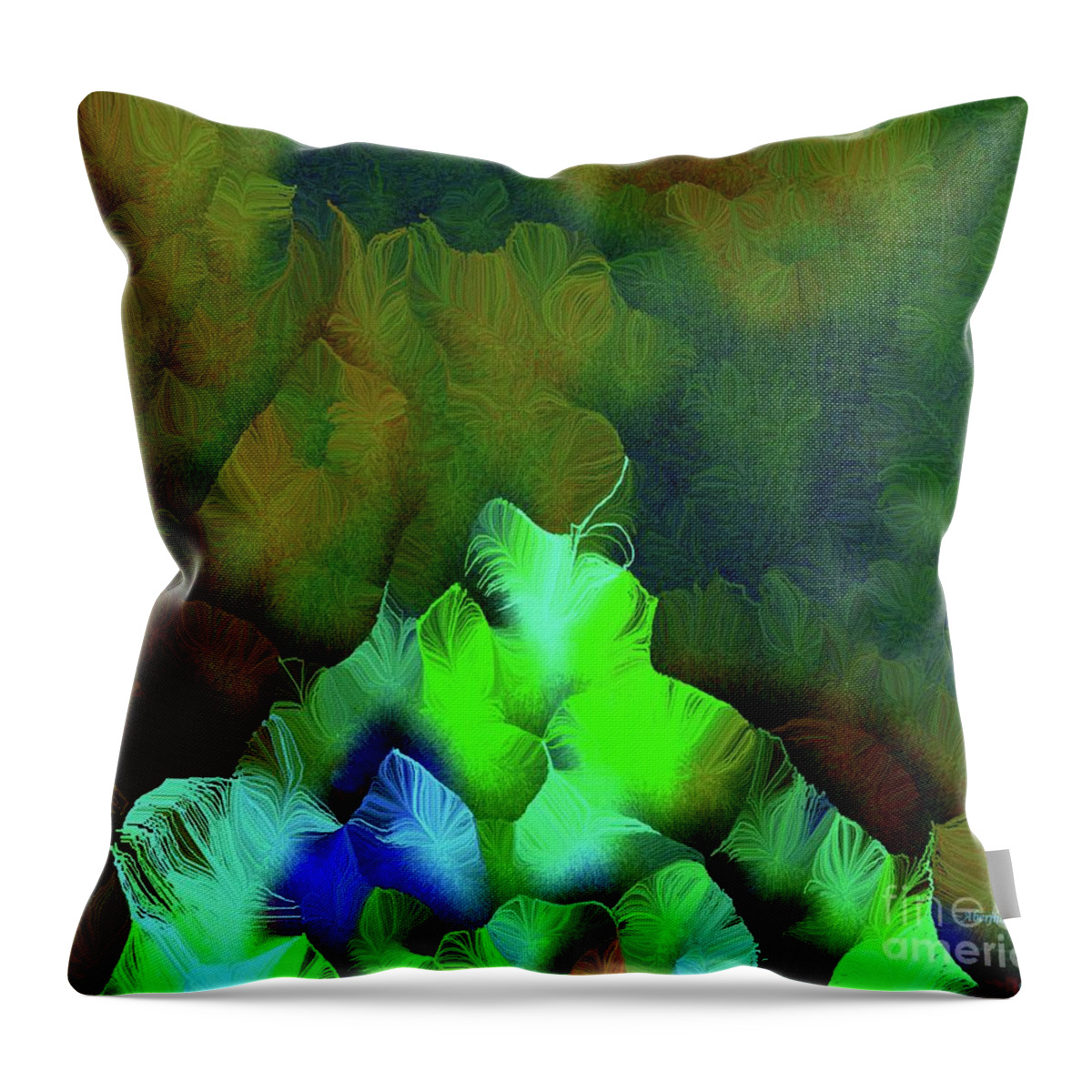 Silk-featherbrush Throw Pillow featuring the mixed media Emerald Rose of the Heart by Aberjhani