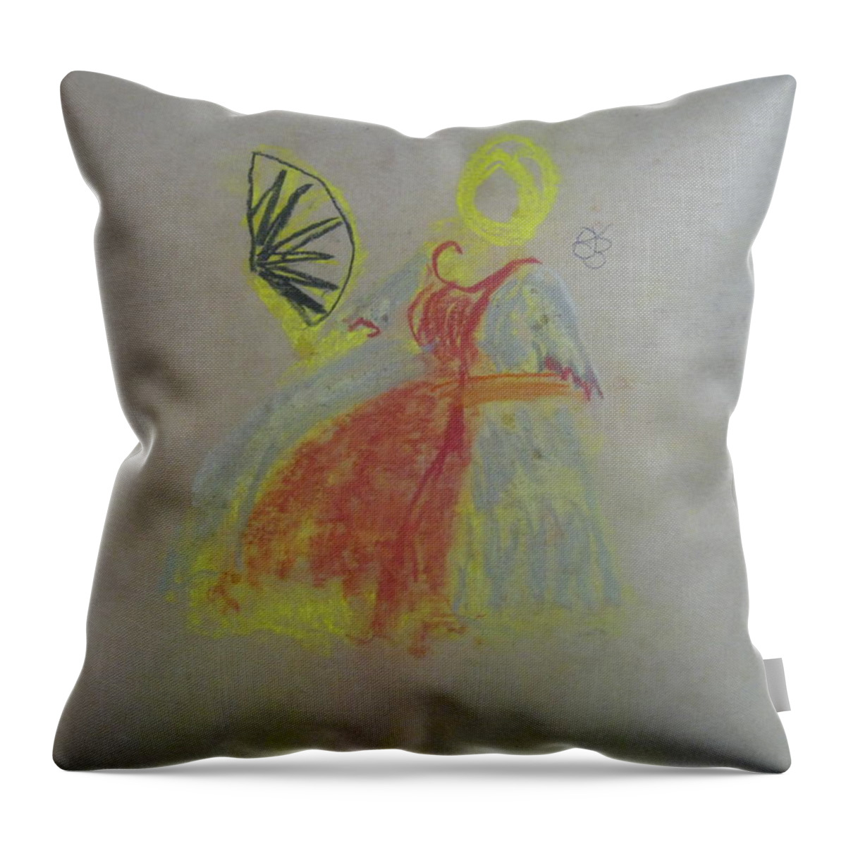  Throw Pillow featuring the drawing Emily fanning herself by AJ Brown