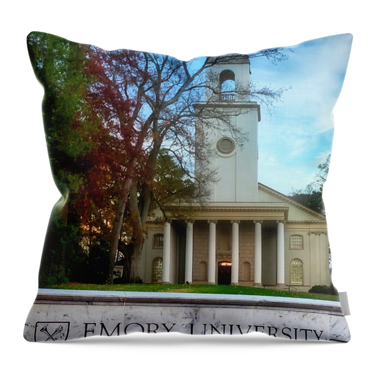 Emory Throw Pillow featuring the photograph Emory University Entrance Sign by Amy Dundon