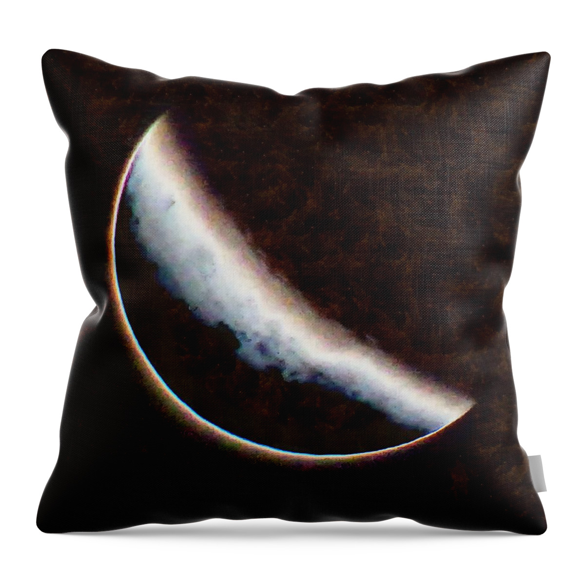 Moon Throw Pillow featuring the mixed media End of a Lunar Eclipse by Christopher Reed