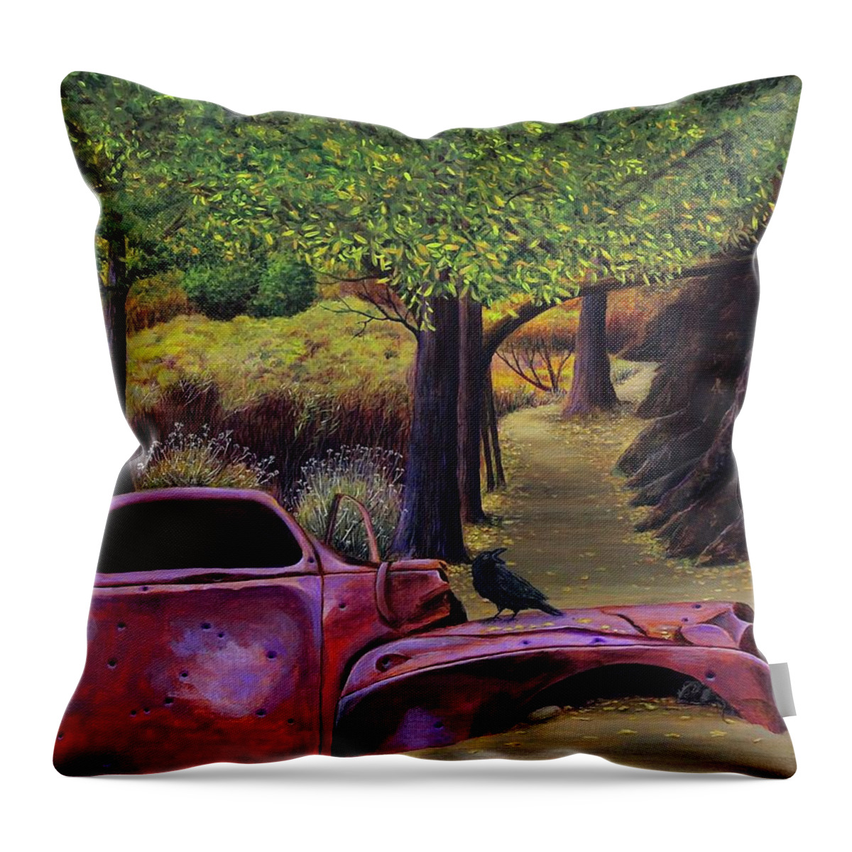 Kim Mcclinton Throw Pillow featuring the painting End of the Road by Kim McClinton