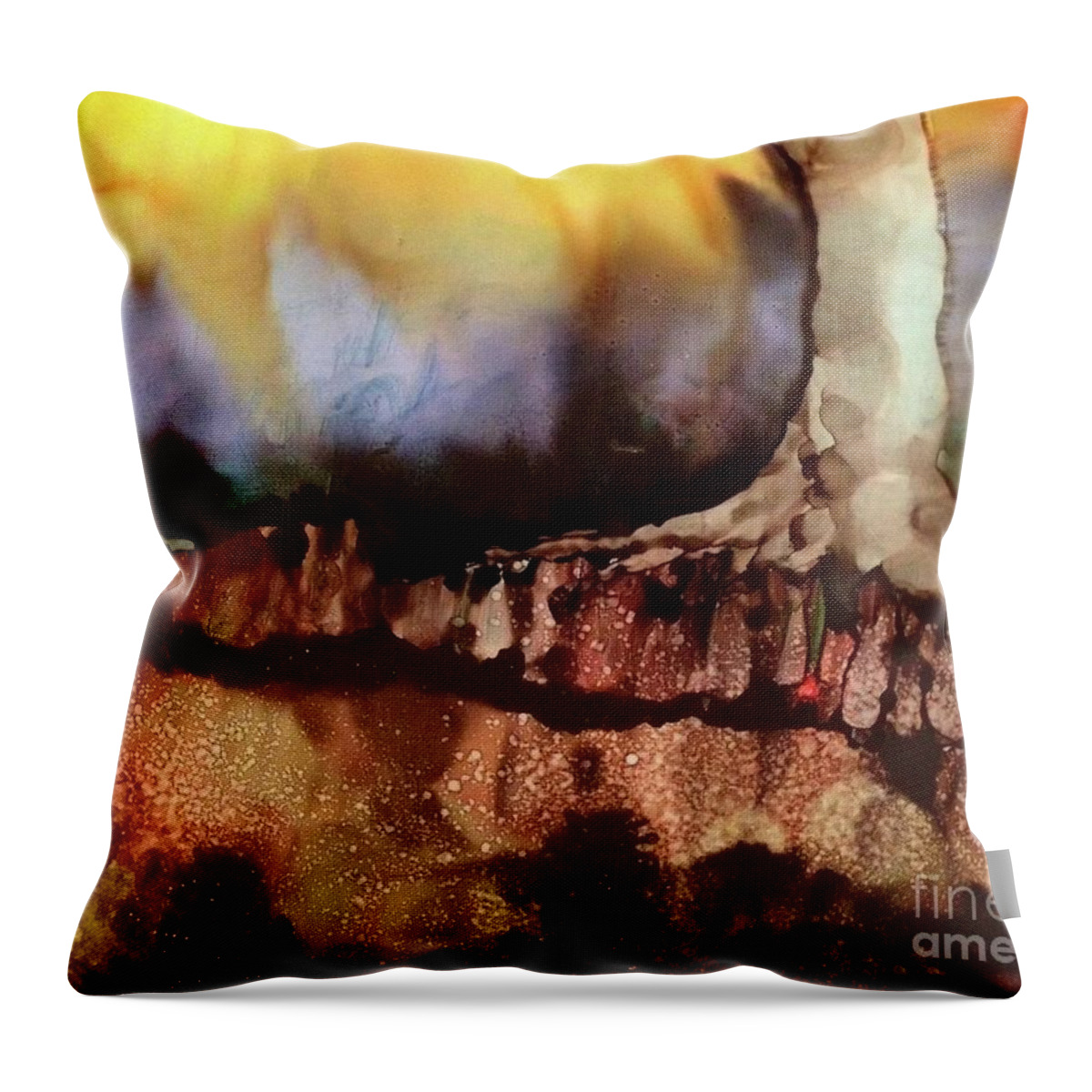 Yellow Throw Pillow featuring the painting Enjoy the Silence by Jeanette Rodriguez