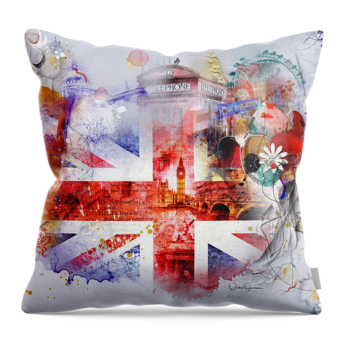 England Throw Pillow featuring the digital art Epoch by Nicky Jameson