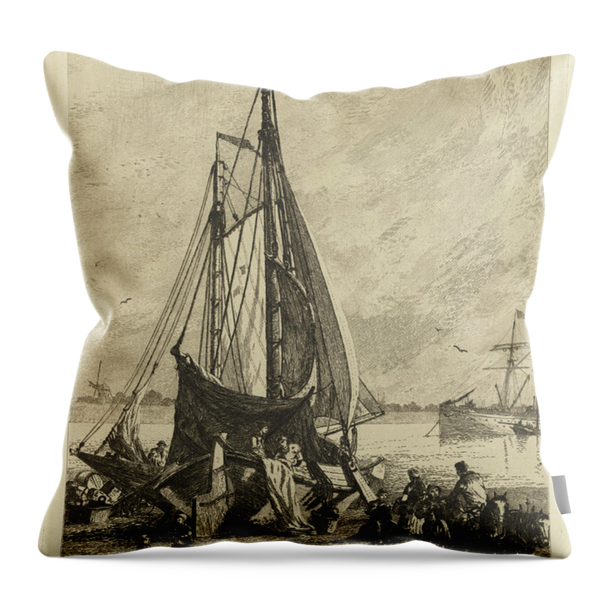 Dutch Throw Pillow featuring the painting Etsning hollandska by MotionAge Designs