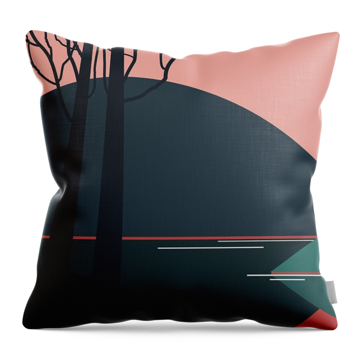Trees Throw Pillow featuring the digital art Evening light by Fatline Graphic Art