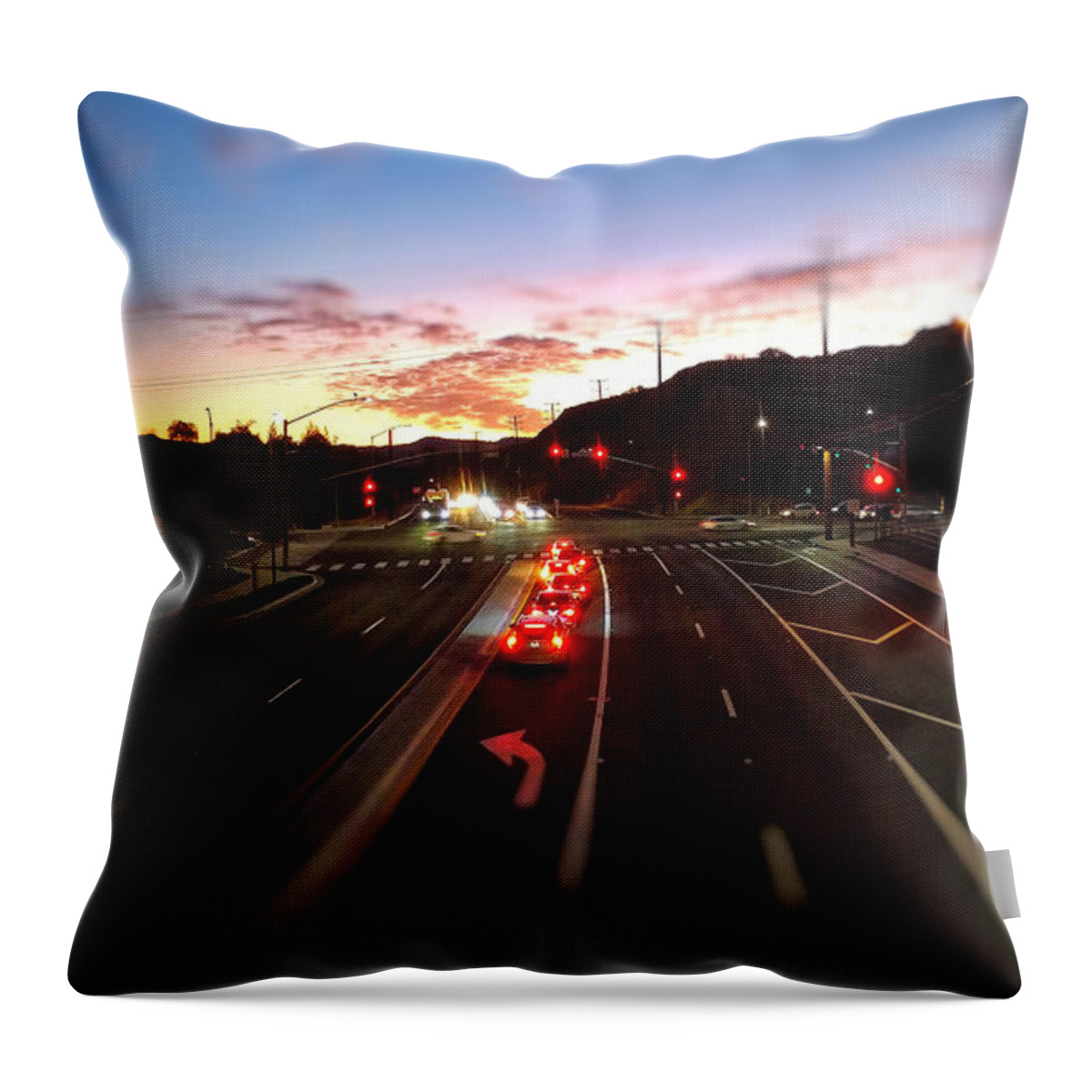 Sunset Throw Pillow featuring the photograph Evening Traffic by David Zumsteg