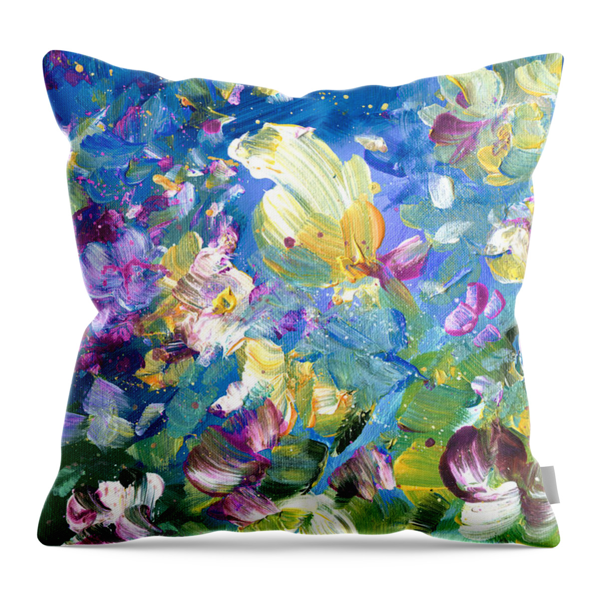 Flower Throw Pillow featuring the painting Explosion Of Joy 22 Dyptic 01 by Miki De Goodaboom