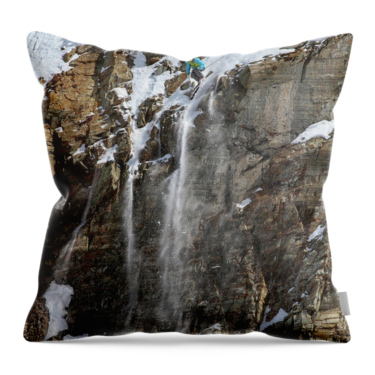 Utah Throw Pillow featuring the photograph Extreme Competition Skier - Snowbird, Utah - IMG_9912e by Brett Pelletier