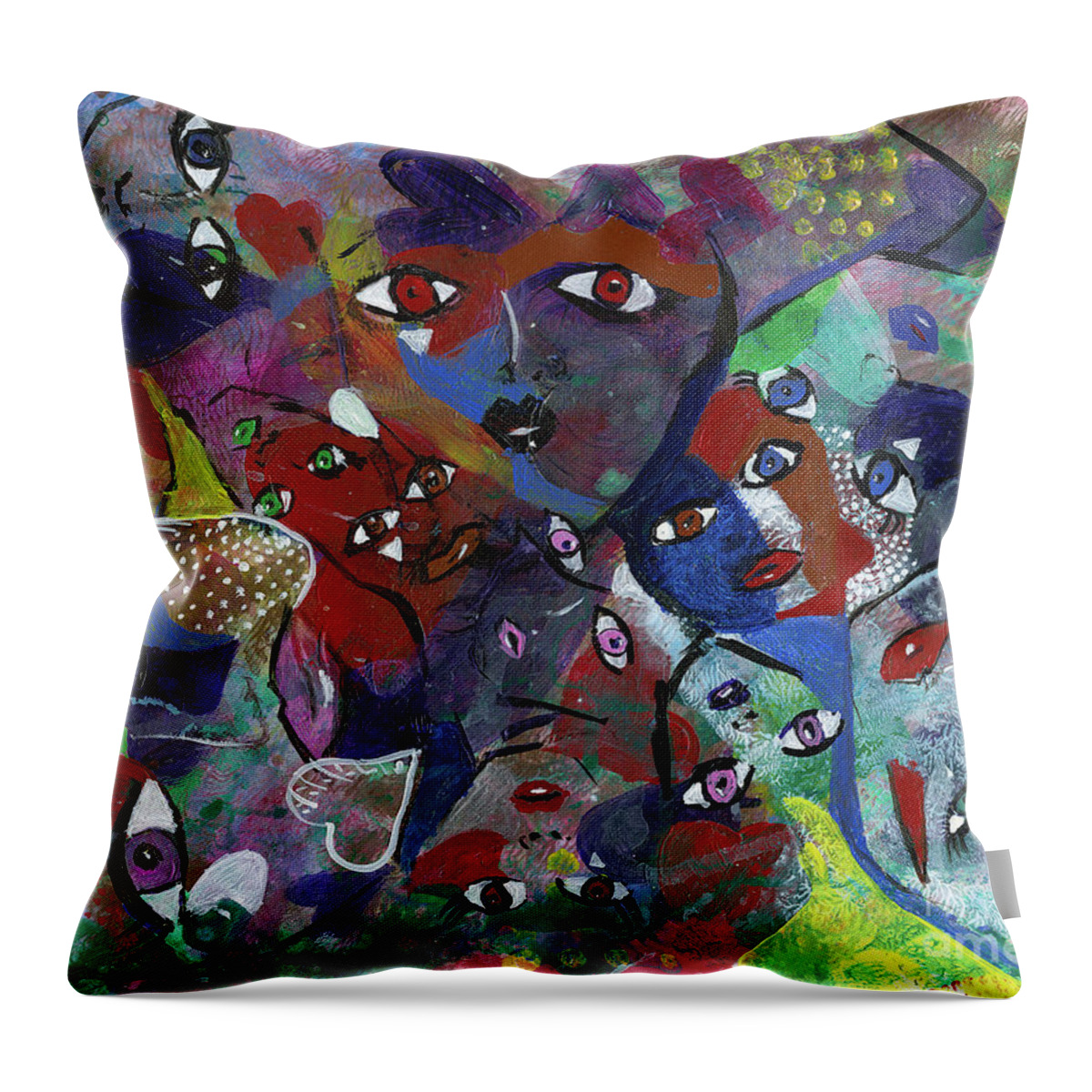 Eyes Throw Pillow featuring the painting Eyes Have It by Tessa Evette