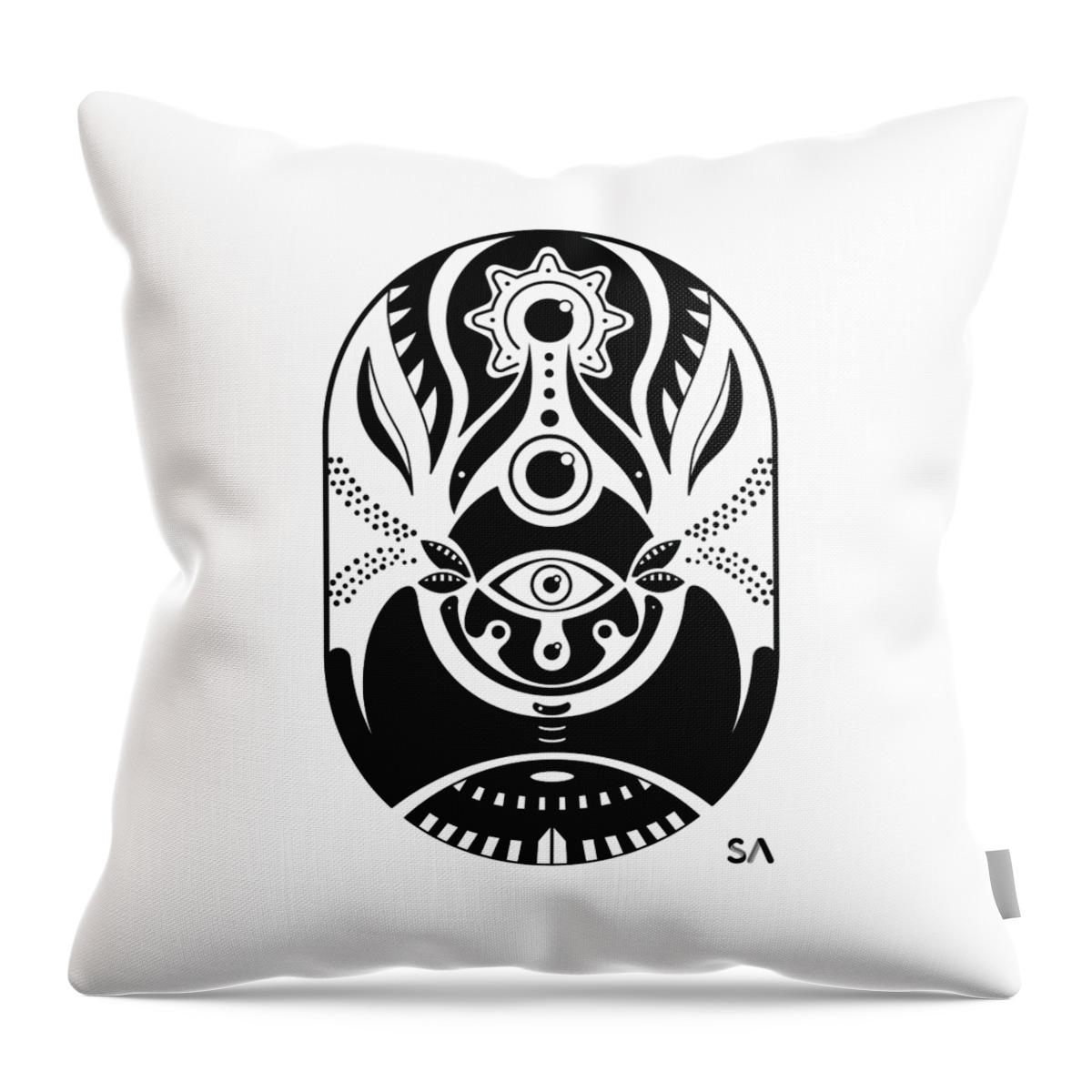 Black And White Throw Pillow featuring the digital art Eyes by Silvio Ary Cavalcante