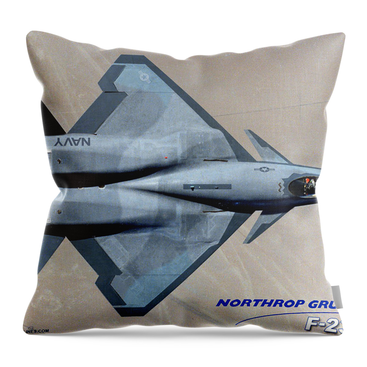 Black Widow Throw Pillow featuring the digital art F-23N Sea Widow by Custom Aviation Art