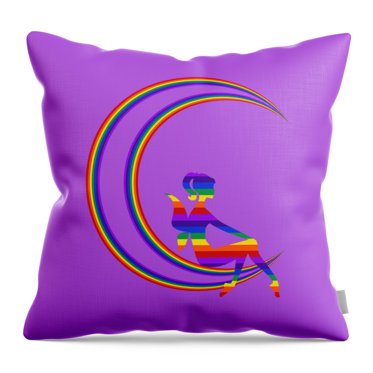 Children Throw Pillow featuring the mixed media Fairy on a Crescent Moon by Nancy Ayanna Wyatt