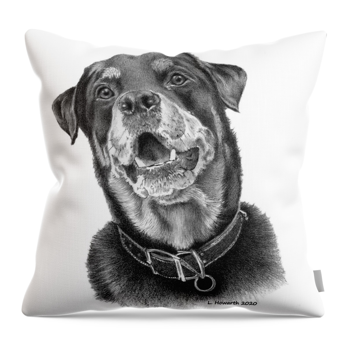 Dog Throw Pillow featuring the drawing Faithful Friend by Louise Howarth