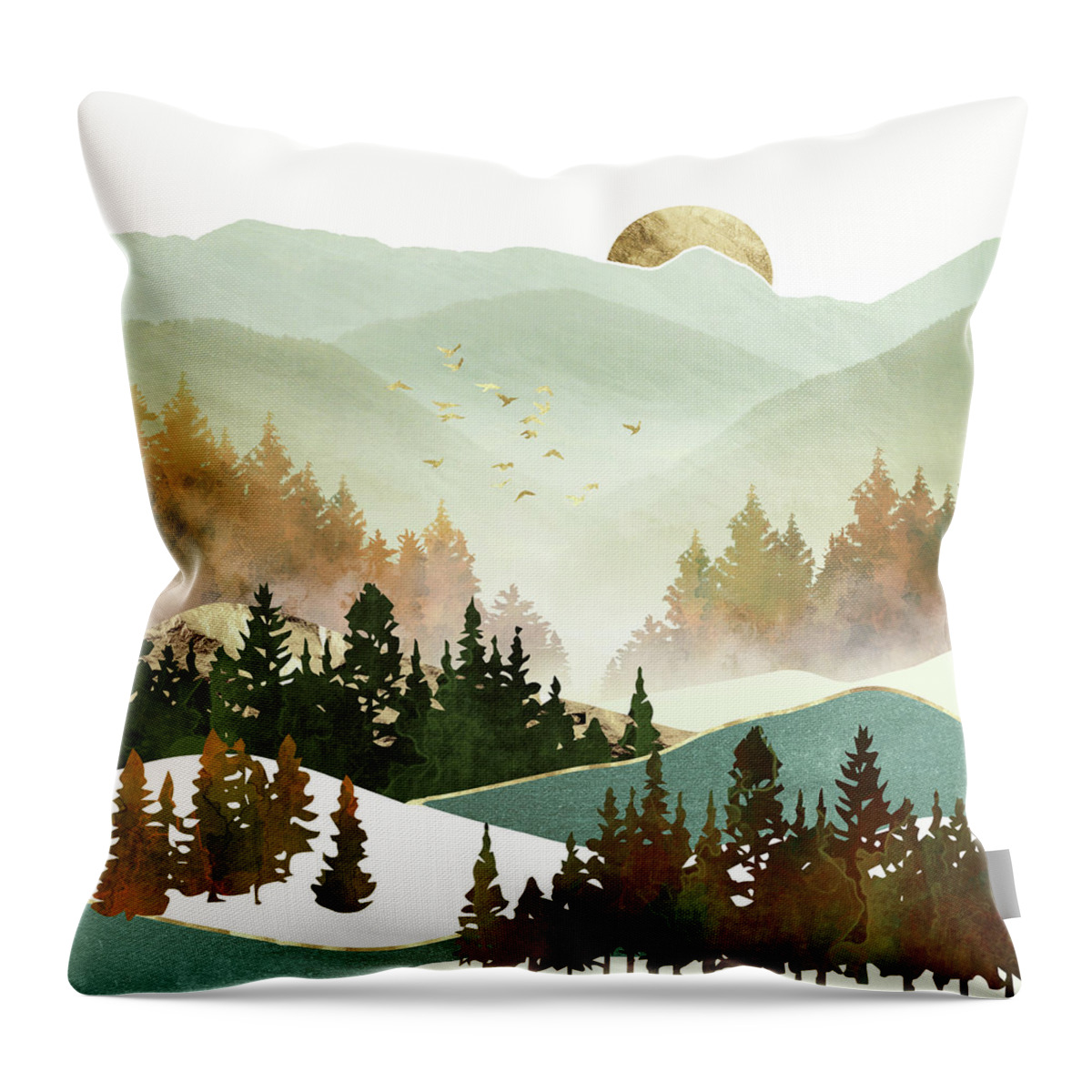 Fall Throw Pillow featuring the digital art Fall Morning by Spacefrog Designs
