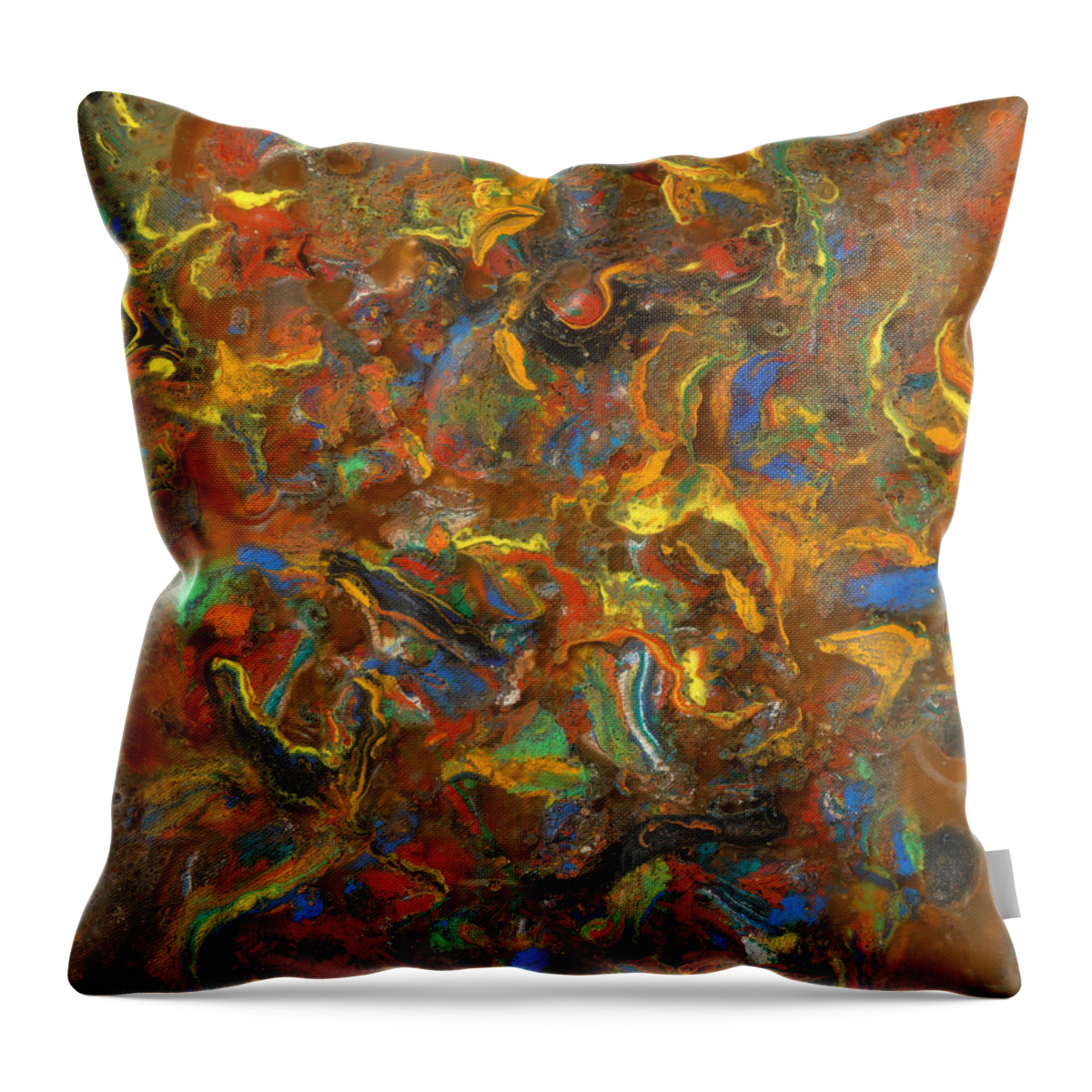 Fall Stream Throw Pillow featuring the mixed media Fall Stream - Icy Abstract 34 by Sami Tiainen