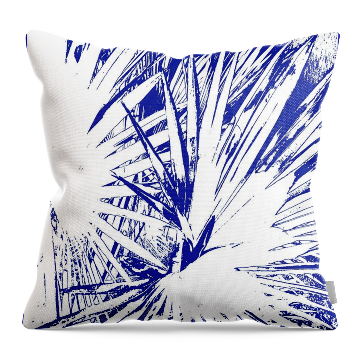 Fan Palms Throw Pillow featuring the photograph Fan Palms - Blue-white Abstract by VIVA Anderson