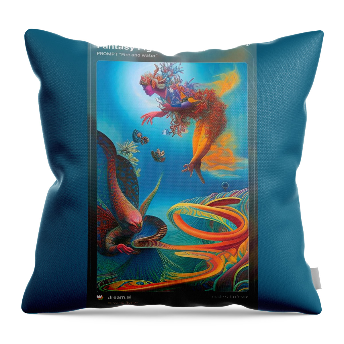 Fantasy Throw Pillow featuring the mixed media Fantasy Figures Rule by Nancy Ayanna Wyatt