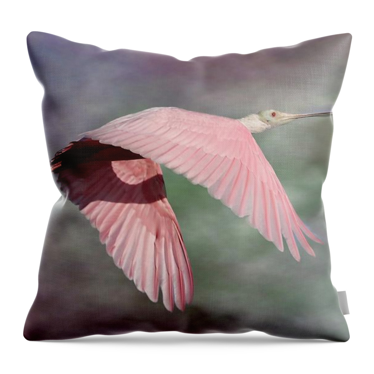 Roseate Spoonbill Throw Pillow featuring the photograph Fantasy World by Mingming Jiang