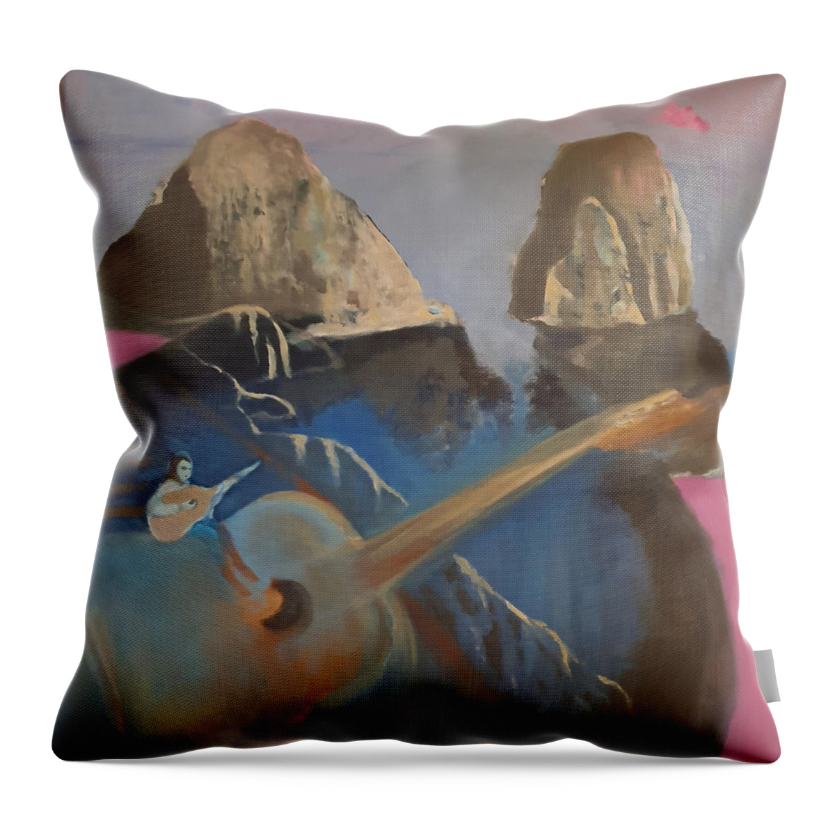 Guitars Throw Pillow featuring the painting Faraglioni Serenade by Enrico Garff