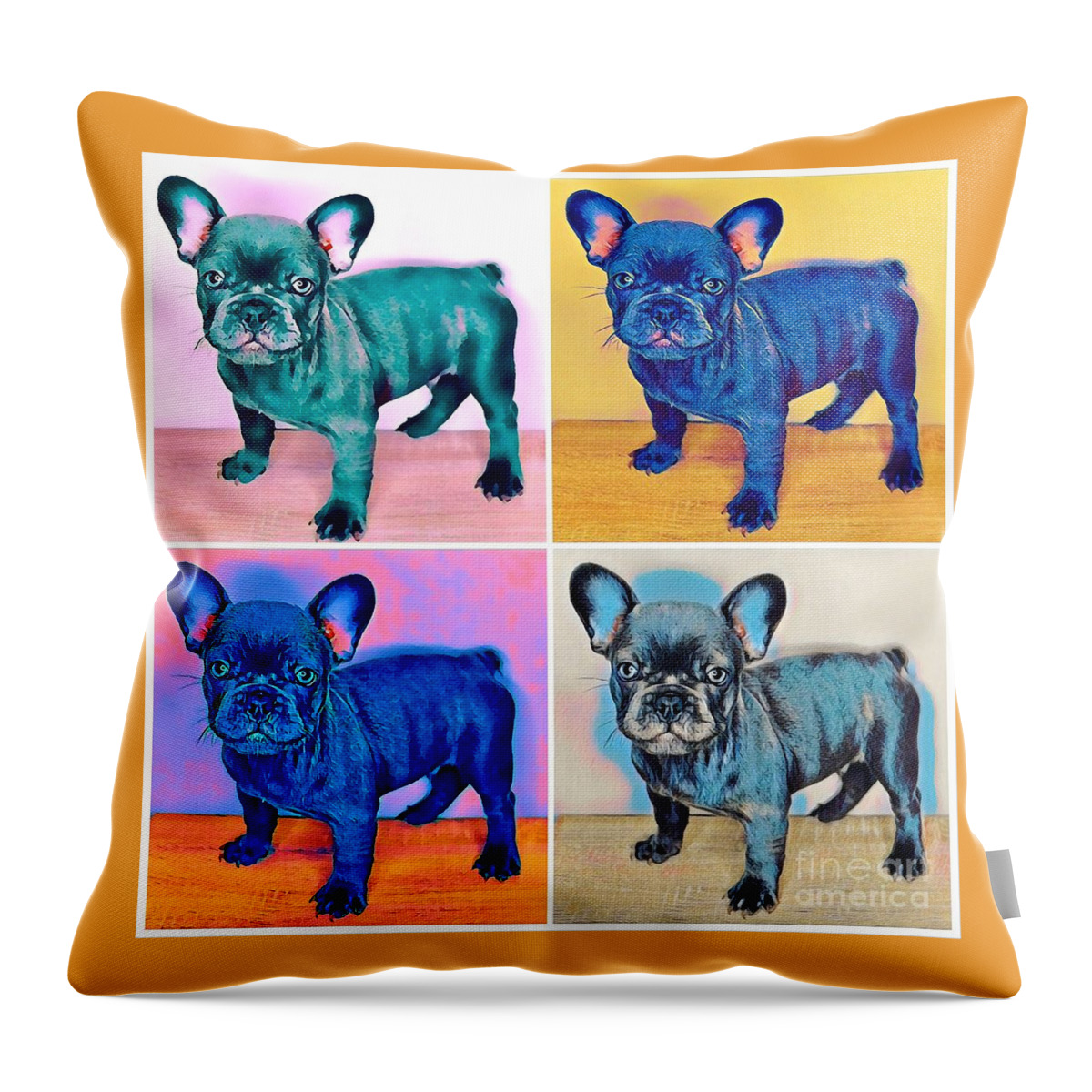 Blue French Bulldog. Frenchie. Dog. Pet. Animals. Throw Pillow featuring the photograph Feeling Bully by Denise Railey
