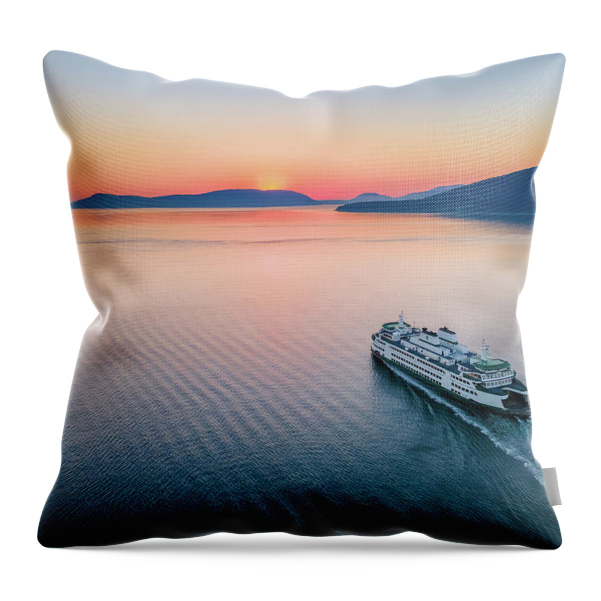 Sunset Throw Pillow featuring the photograph Ferry Sunset 2 by Michael Rauwolf