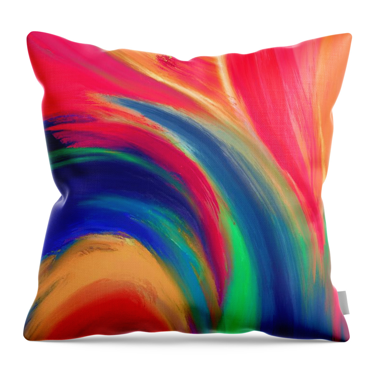 Abstract Throw Pillow featuring the digital art Fiery Fire - Modern Colorful Abstract Digital Art by Sambel Pedes