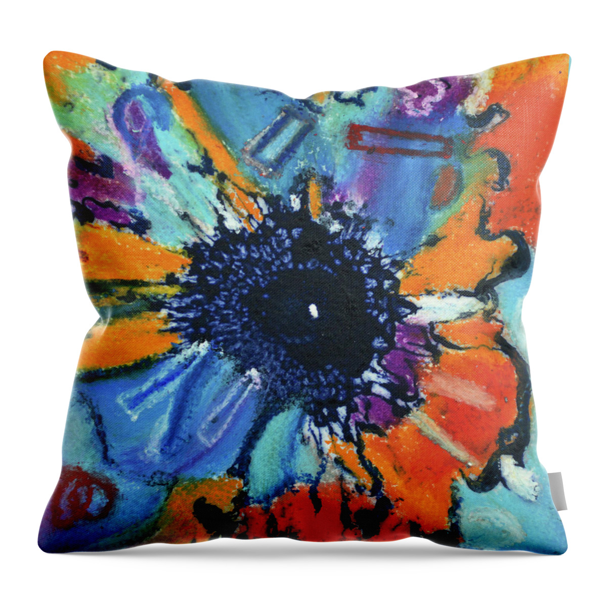 Abstract Art Throw Pillow featuring the painting Fiesta by Catherine Jeltes