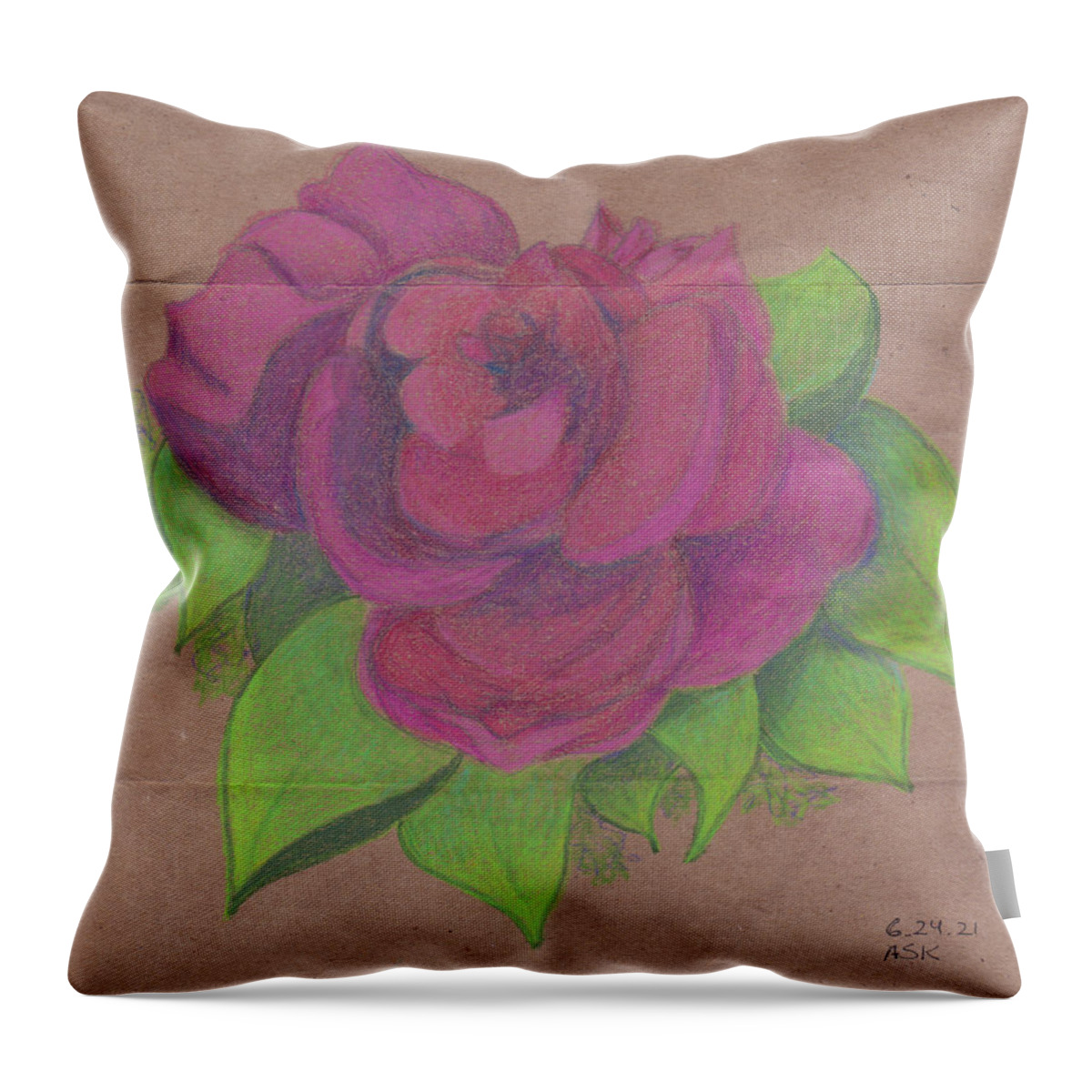 Rose Throw Pillow featuring the drawing Finding the Extraordinary by Anne Katzeff