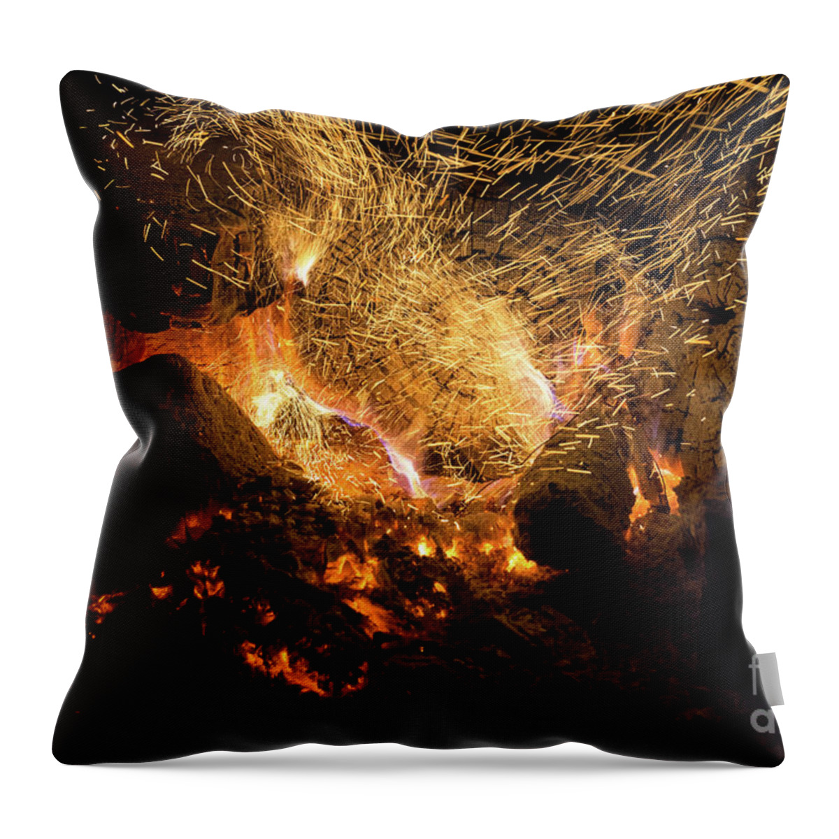 Fire Throw Pillow featuring the photograph Fire and flames 2 by Adriana Mueller