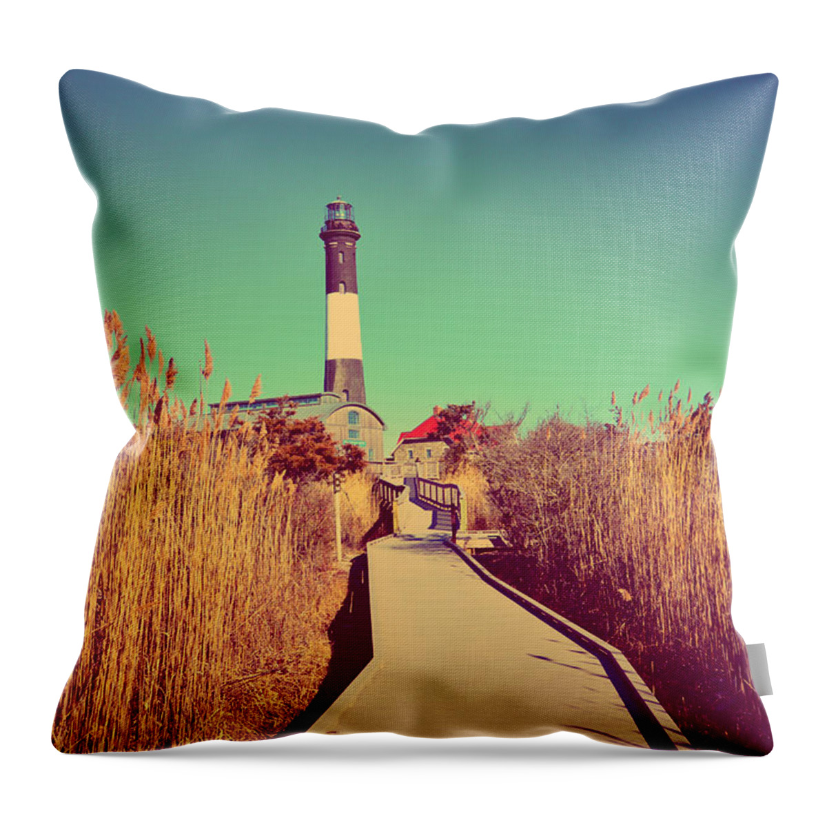 Fire Island Throw Pillow featuring the photograph Fire Island Lighthouse by Stacie Siemsen