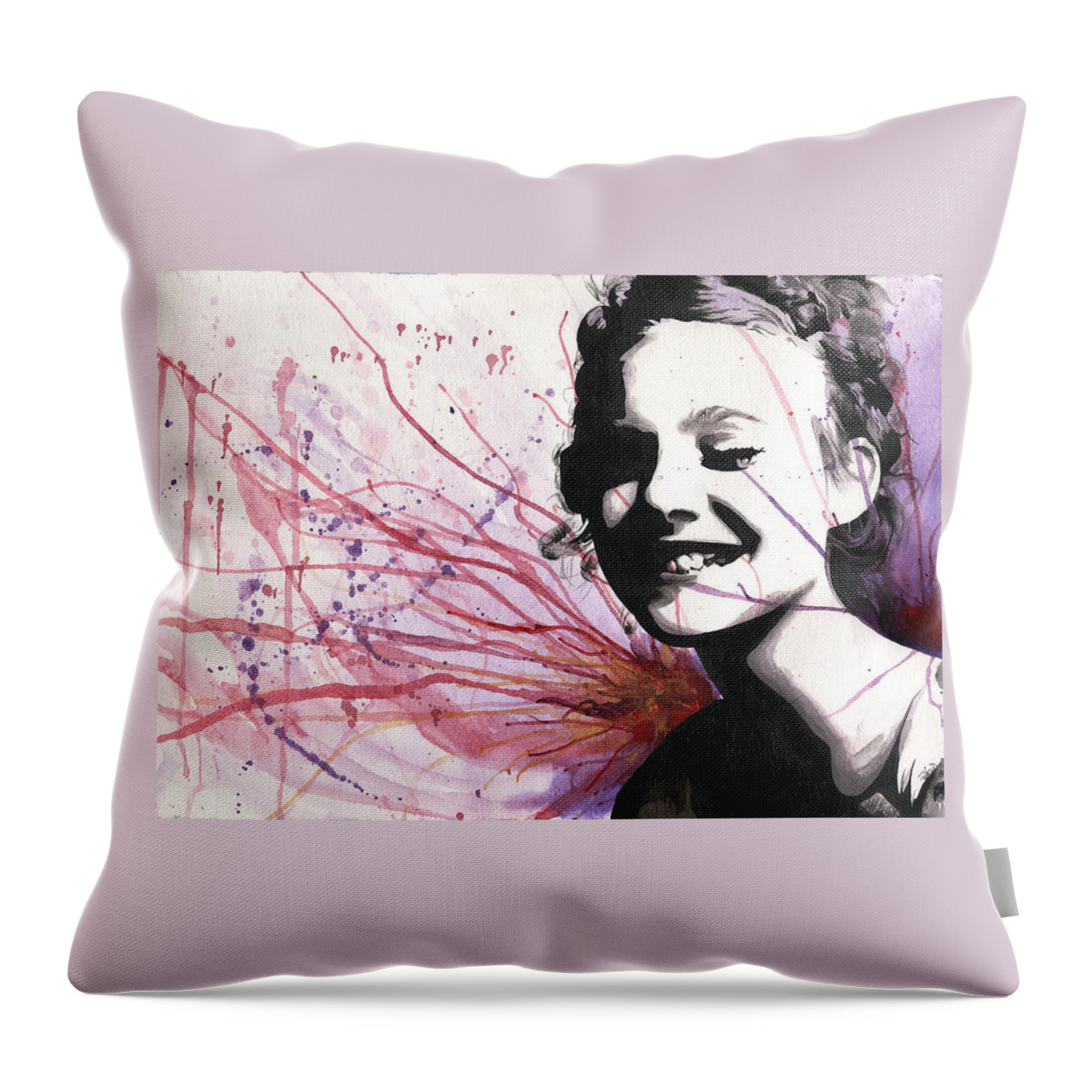 Portrait Throw Pillow featuring the painting Fireworks Girl by Tiffany DiGiacomo