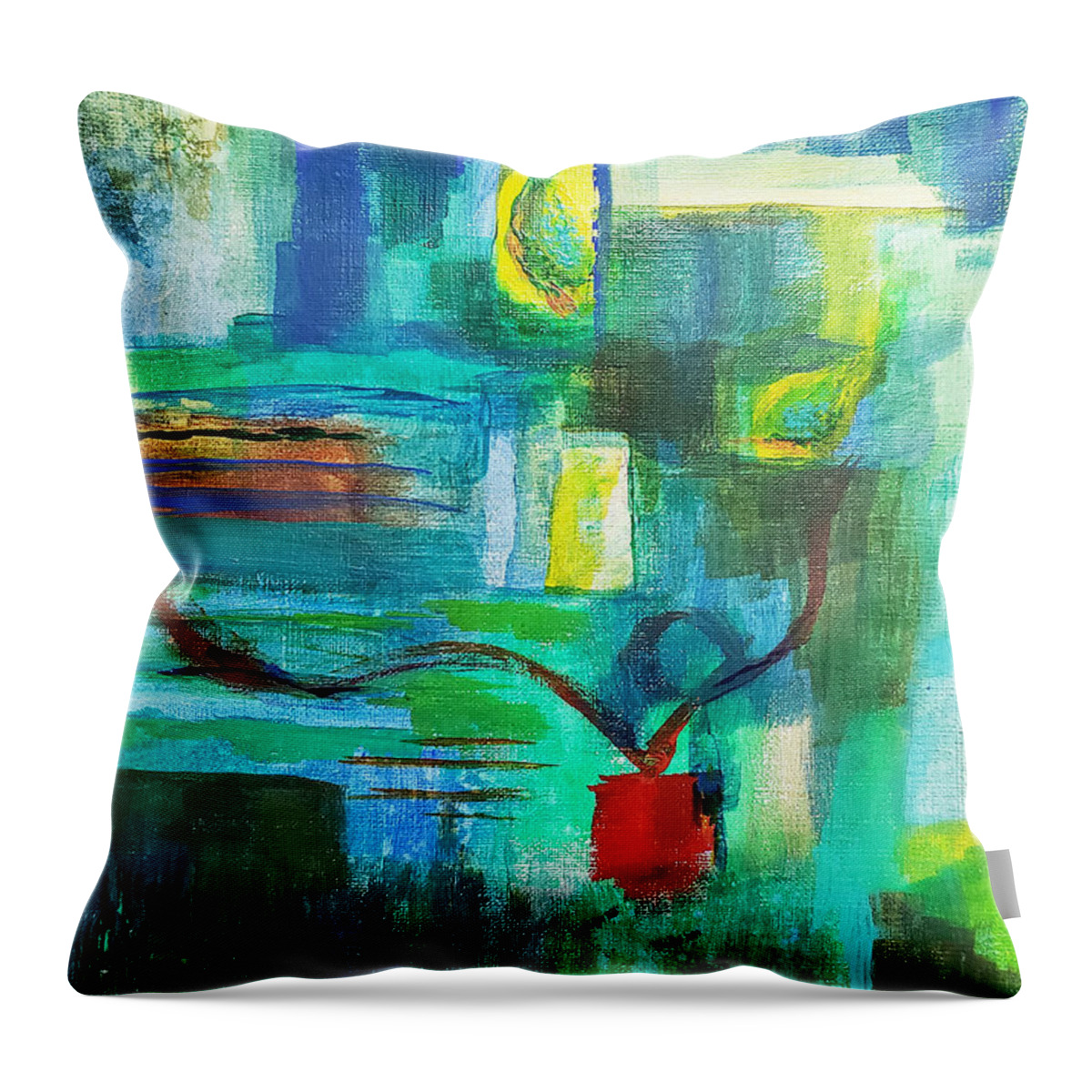 Abstract Throw Pillow featuring the painting Fish Eyed by Christine Bolden