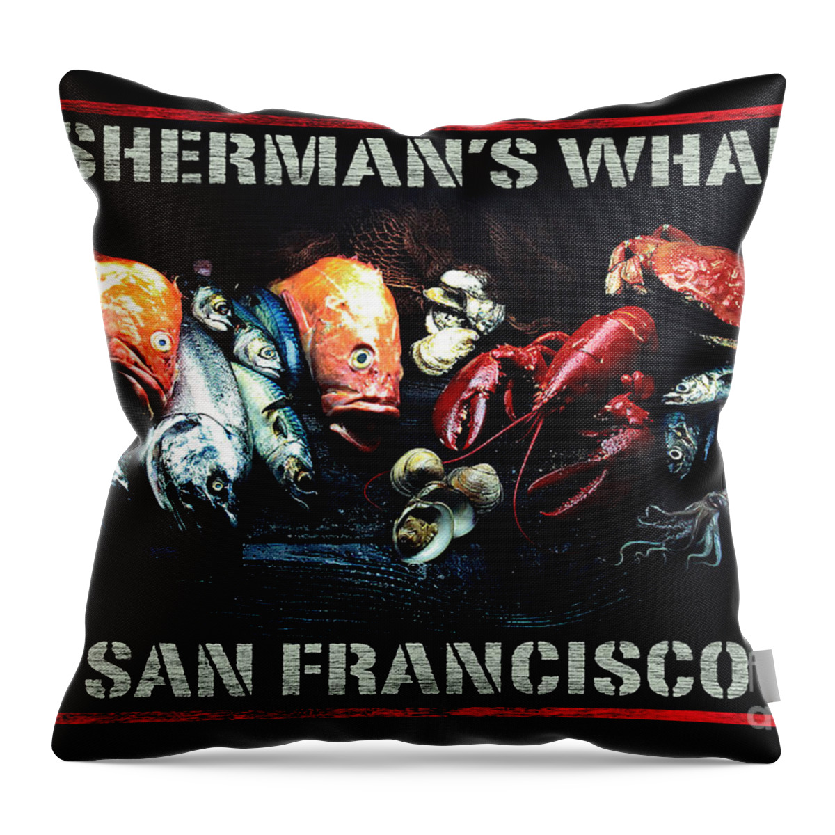 Fisherman's Wharf Throw Pillow featuring the digital art Fisherman's Wharf San Francisco by Brian Watt