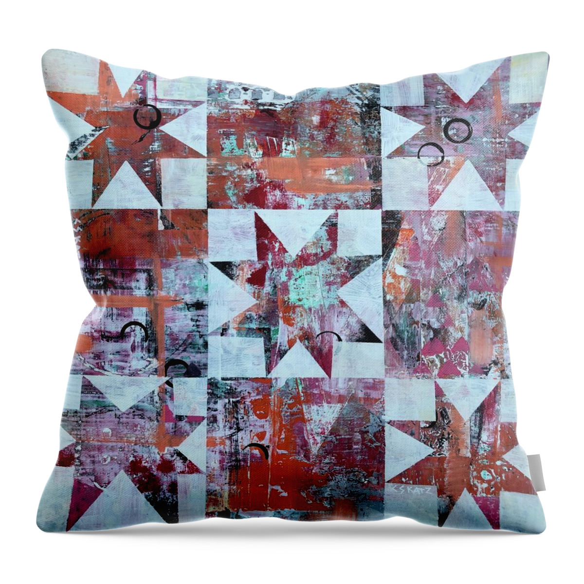 Stars Throw Pillow featuring the painting Five Stars by Cyndie Katz