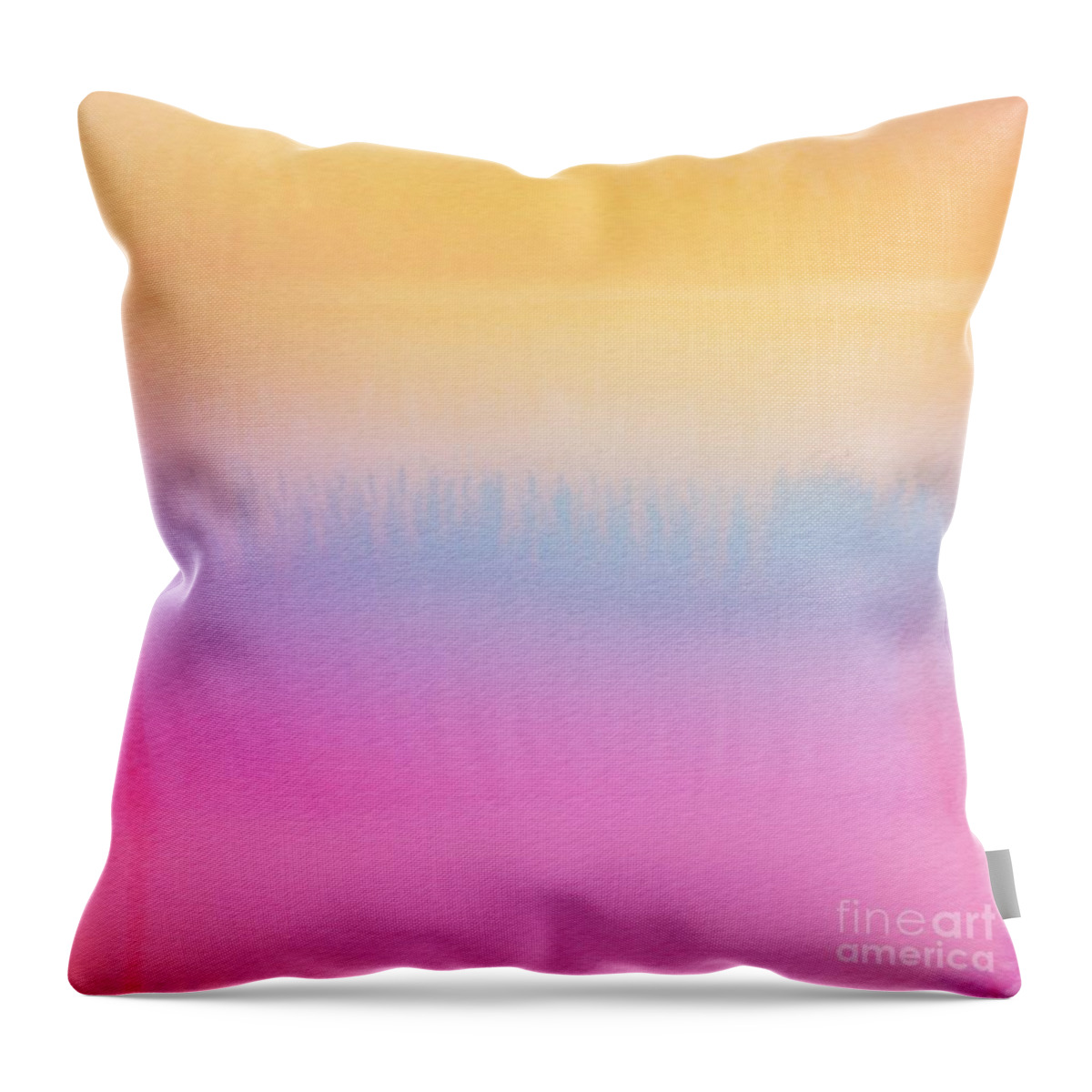 Watercolor Throw Pillow featuring the digital art Flagi - Artistic Colorful Abstract Yellow Pink Watercolor Painting Digital Art by Sambel Pedes