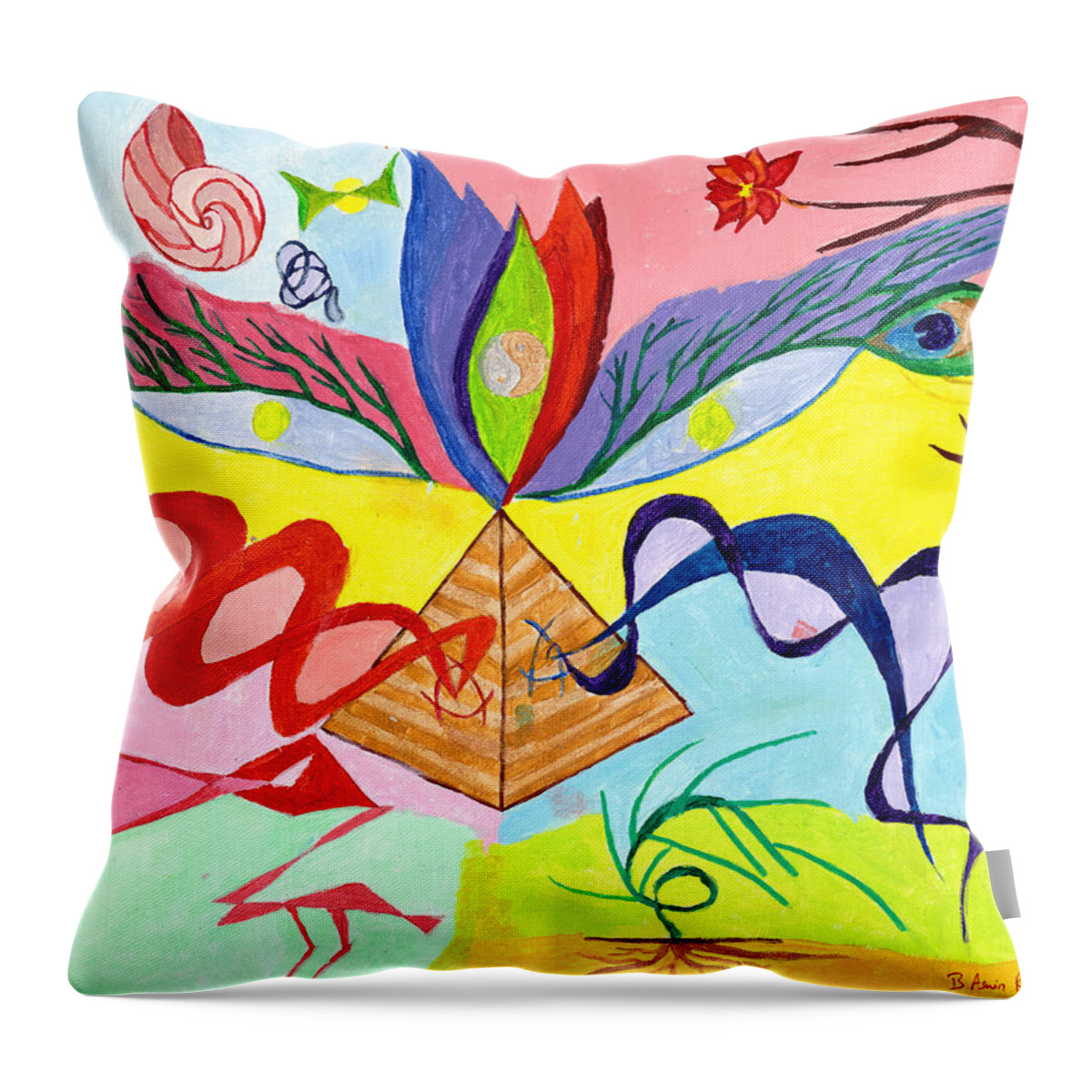 Dualism Throw Pillow featuring the painting Flaming Third Eye by B Aswin Roshan