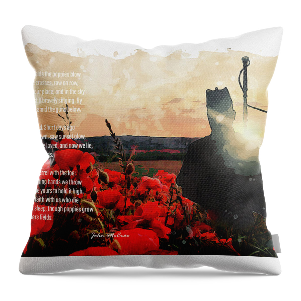 Soldier Poppies Throw Pillow featuring the digital art Flanders Field by Airpower Art