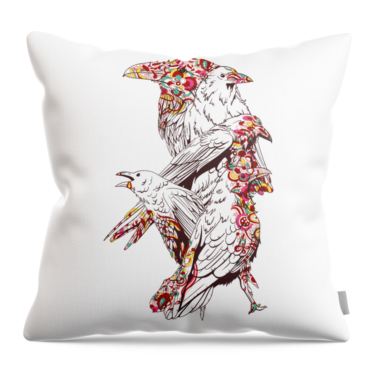 Colorful Throw Pillow featuring the digital art Floral Bird by Jacob Zelazny