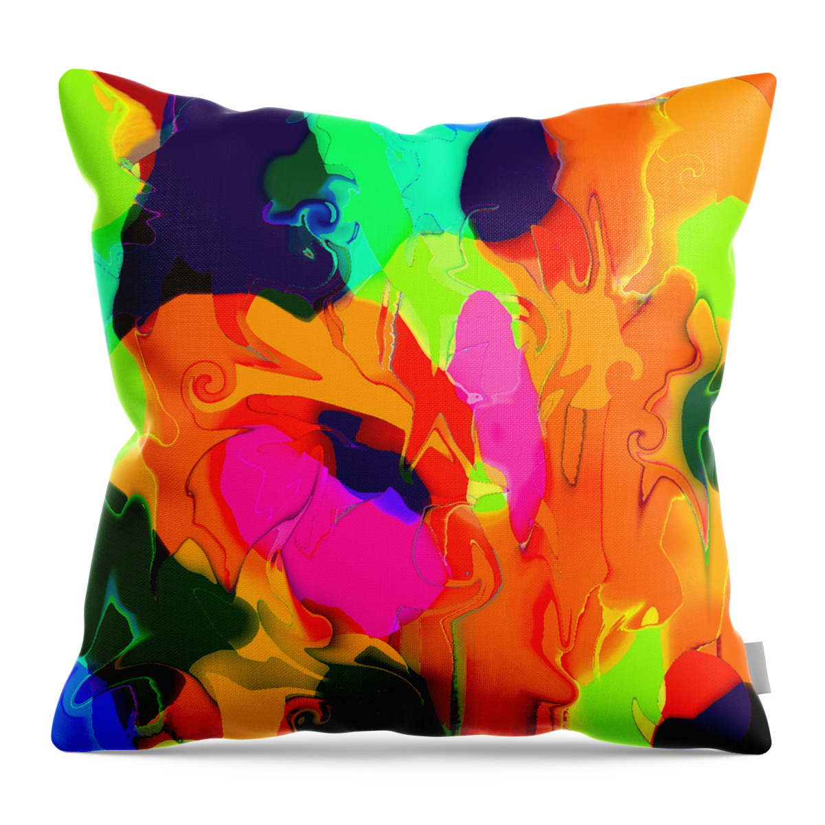 Abstract Throw Pillow featuring the digital art Flower in Bloom Abstract by Ronald Mills
