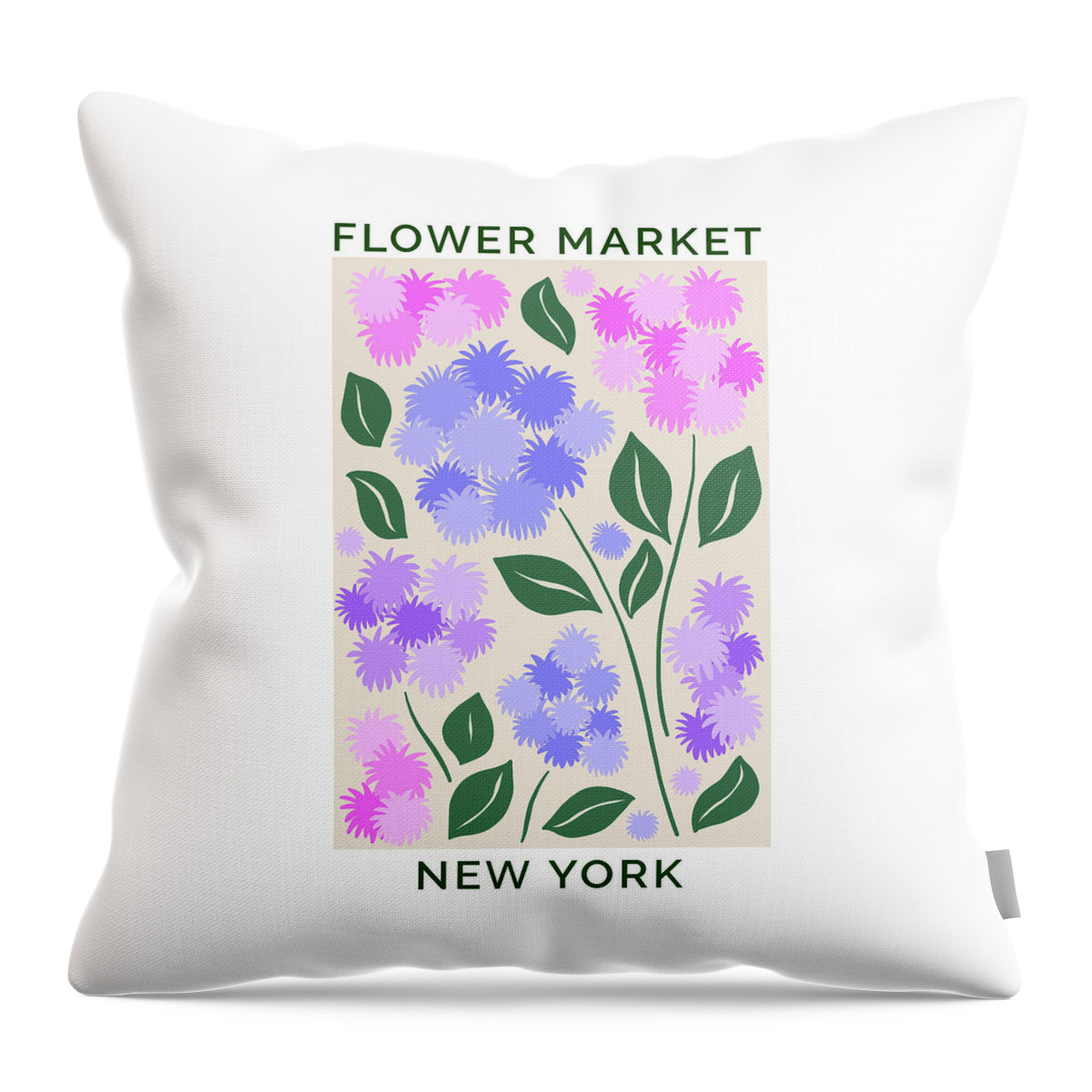 Flower Market Throw Pillow featuring the painting Flower Market New York Retro Floss Flowers by Modern Art