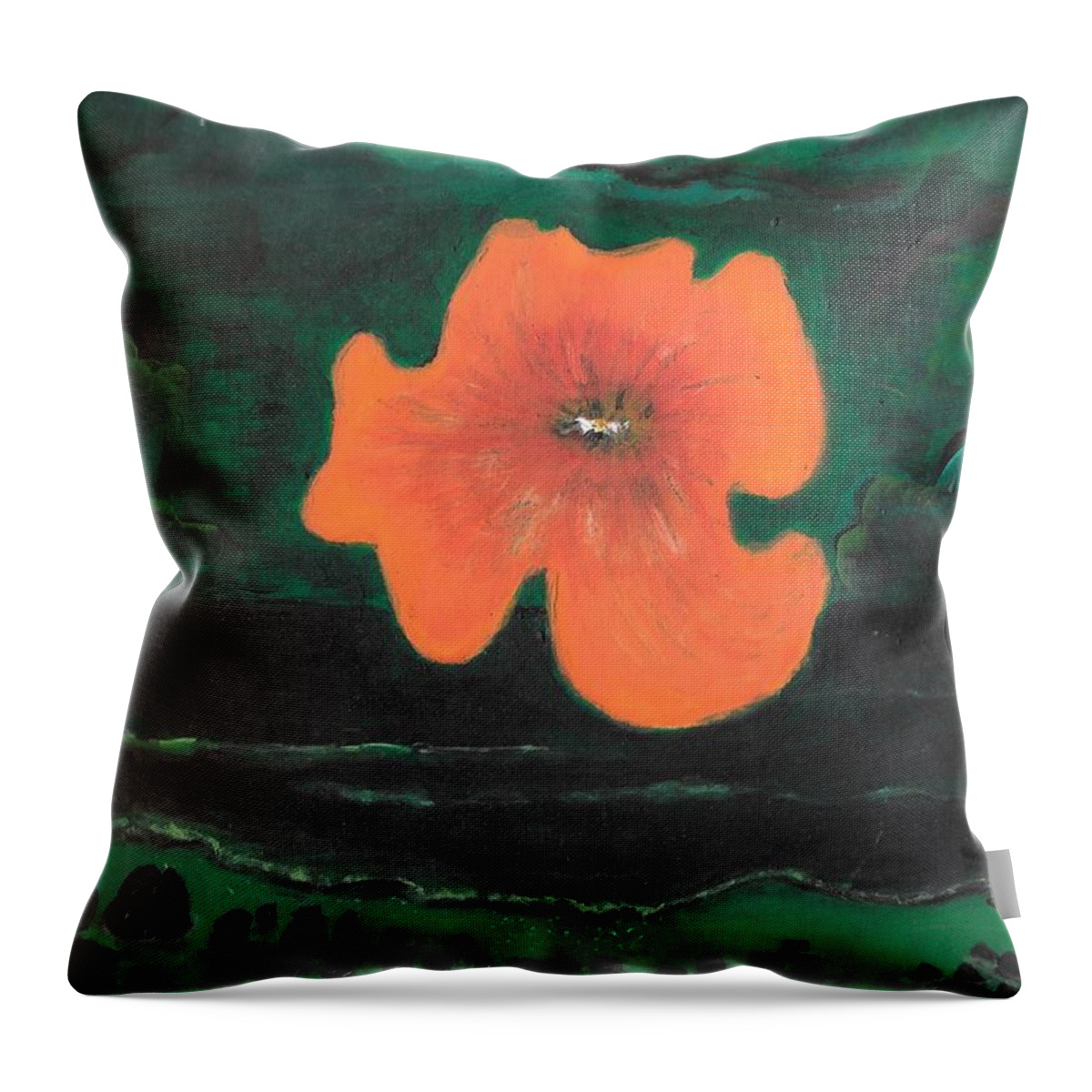 Supermoon Throw Pillow featuring the painting Flower Moon by Esoteric Gardens KN