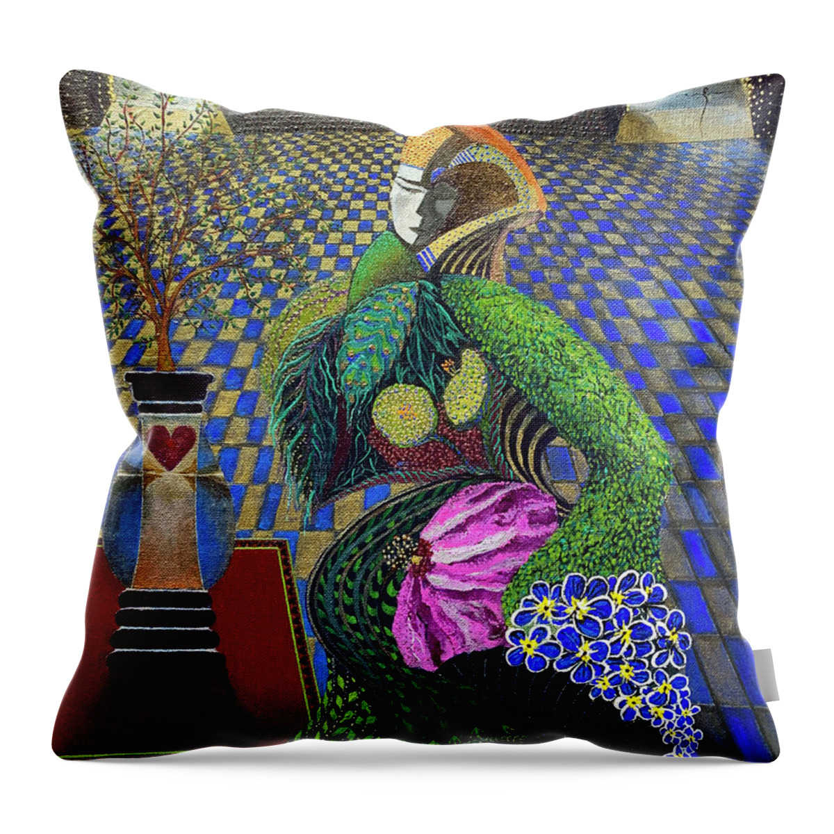  Throw Pillow featuring the painting Flower My Love Flower by James Lanigan Thompson MFA
