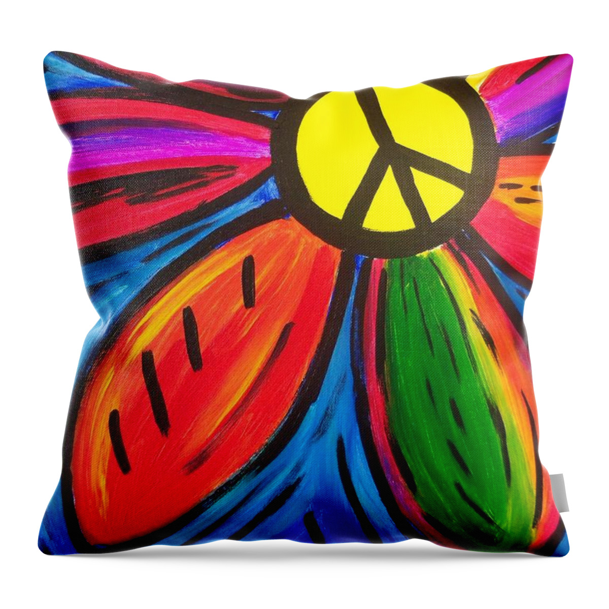 Rock Poster Throw Pillow featuring the photograph Flower Power Rock Poster by Action