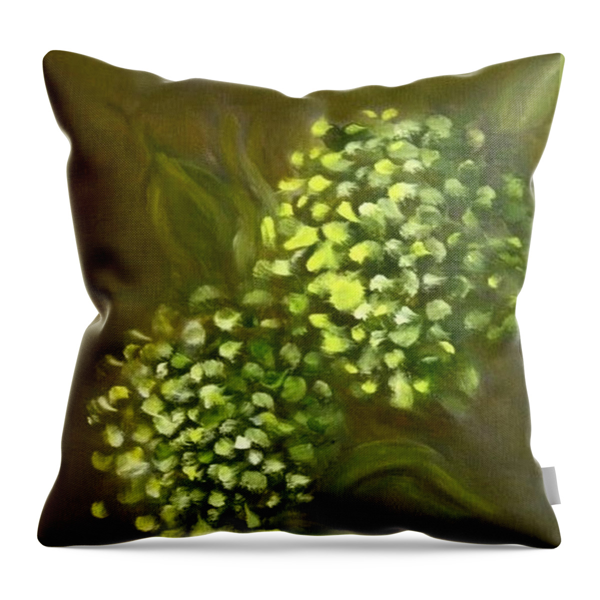 Hydrangea Throw Pillow featuring the painting Flowers from my Garden by Juliette Becker
